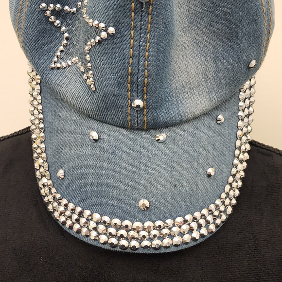 Denim Cap with Rhinestone Star - Picture 4 of 7